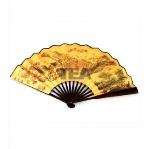 全彩中國絹布摺扇 
