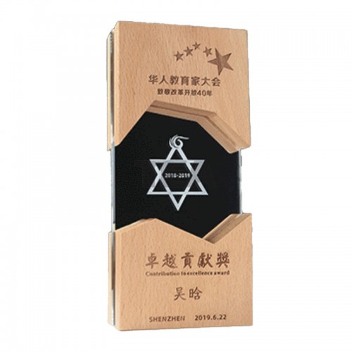 多邊切割木質水晶座