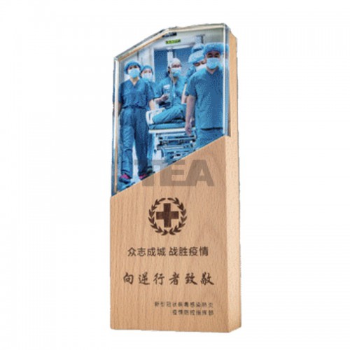 斜角木質水晶座